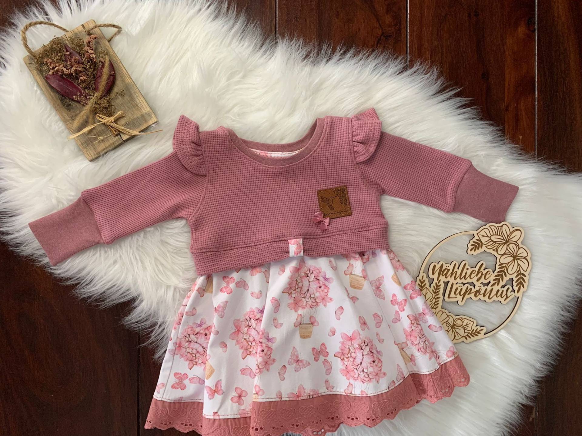 Girly-Sweater, Mädchenkleid, Mädchensachen, Schmetterling, Rosa, Gr. 62, 86 von NaehliebeLuepoenus