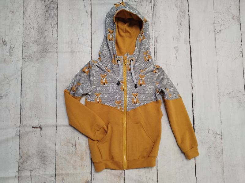 Gr. 128, Sweatjacke Mit Tasche, Winter Fuchs Selnfgelb von NaehtanteChristina