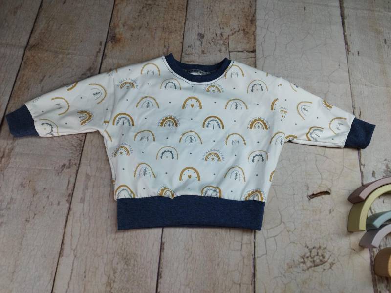 Gr. 80, Oversize-Pulli, Pullover, Regenbogen, Blau von NaehtanteChristina