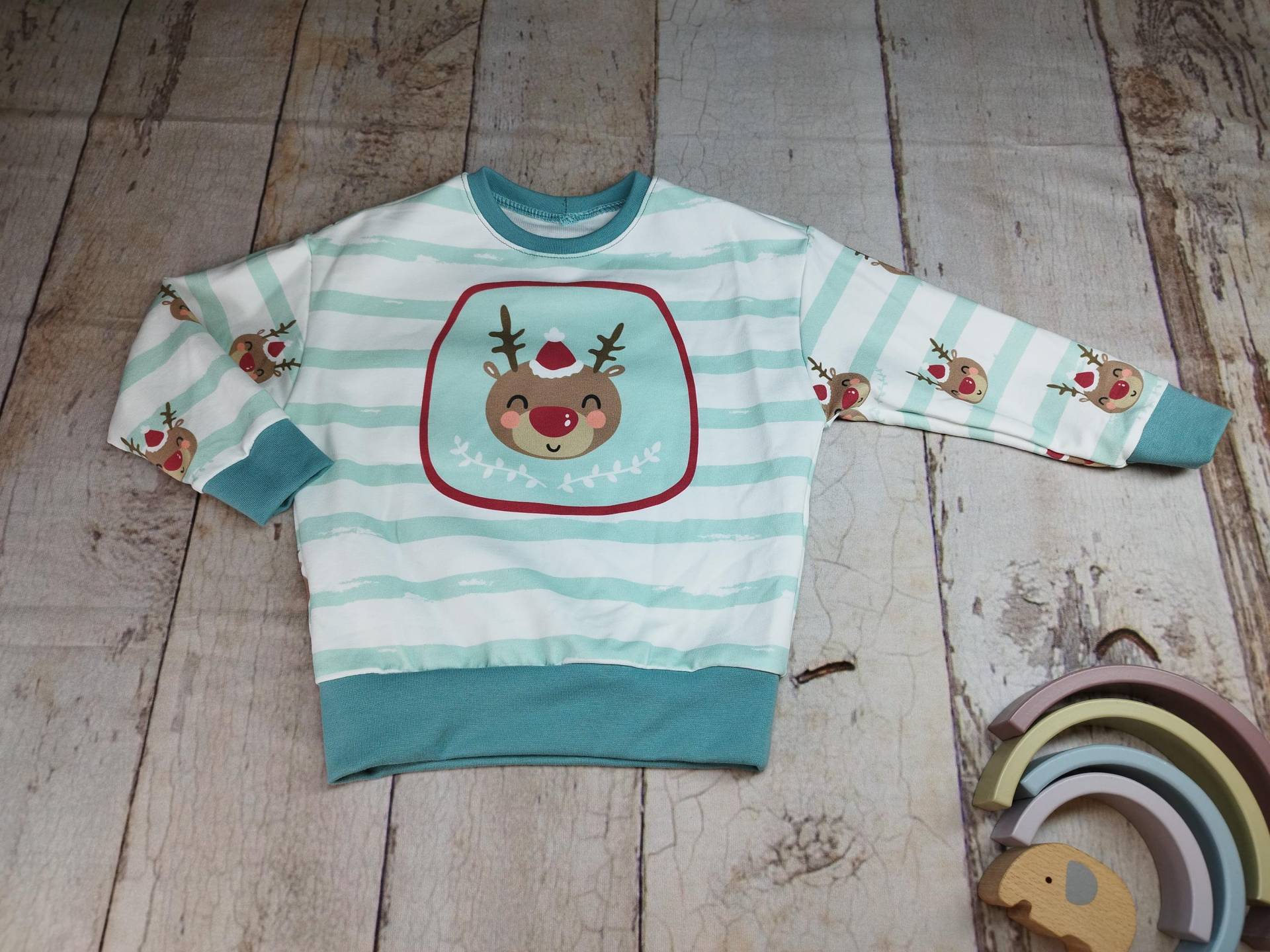 Gr. 86, Oversize-Pulli, Pullover, Rentier, Mint von NaehtanteChristina