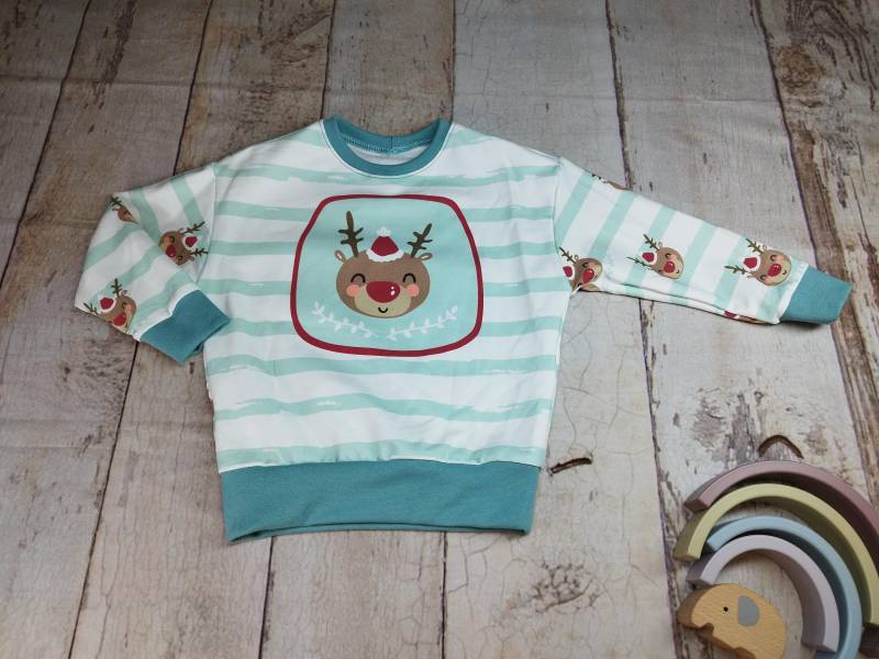 Gr. 92, Oversize-Pulli, Pullover, Rentier, Mint von NaehtanteChristina