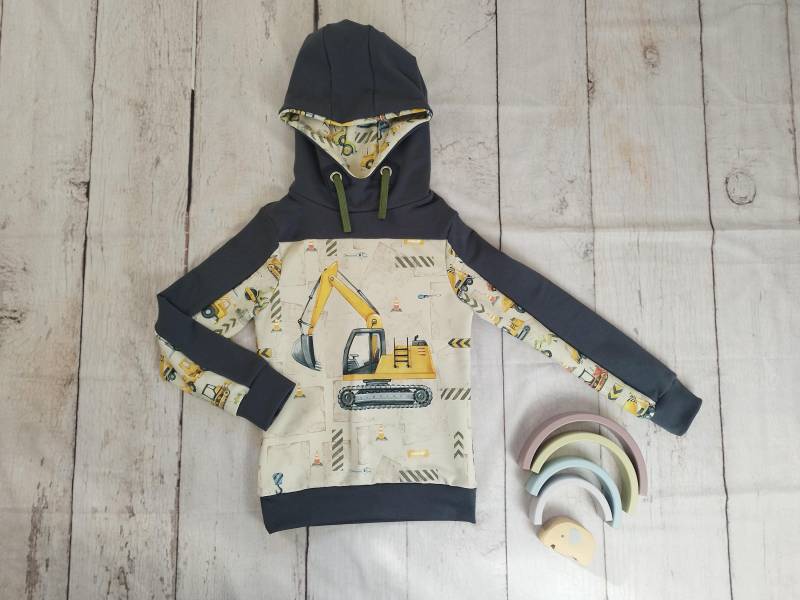 Hoodie, Pullover Mit Kapuze, Baustelle Bagger, Gr. 98-158 von NaehtanteChristina