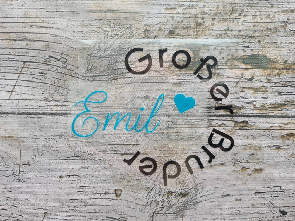 Großer Bruder Und Namen Bügelbild, Geschenk Für Babys, Geschwister, Geburt, Geplottet, Iron-On, Wunschtext, Flexfolie, Schriftzug, Textil von NaehundStickliebe