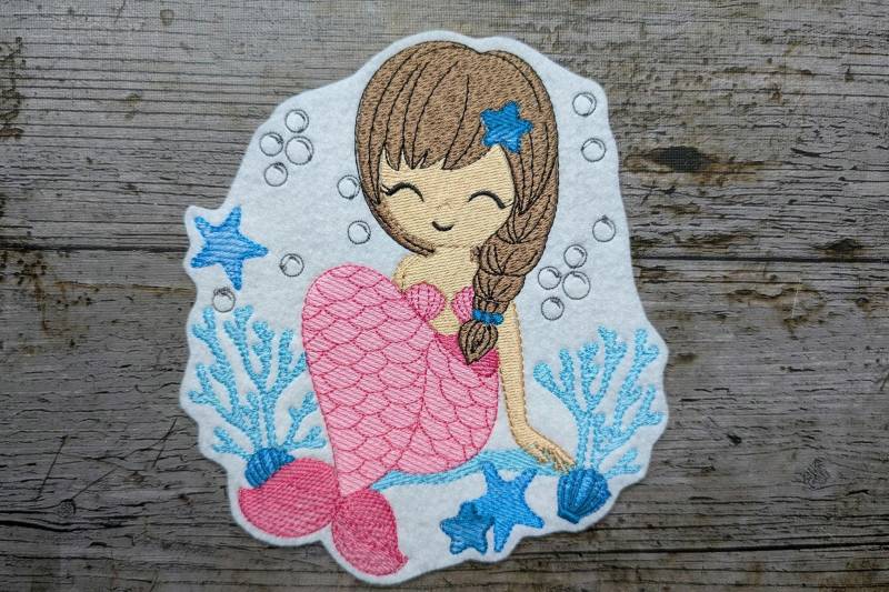 Meerjungfrau, Nixe Aufnäher, Applikation von NaehundStickliebe