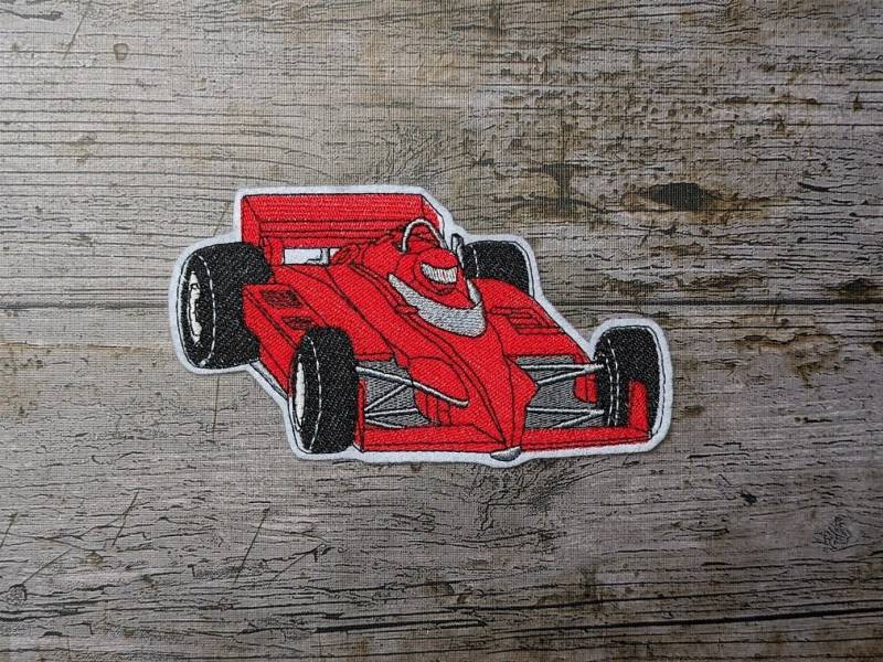 Rennauto Aufnäher, Auto Applikation, Gestickt von NaehundStickliebe