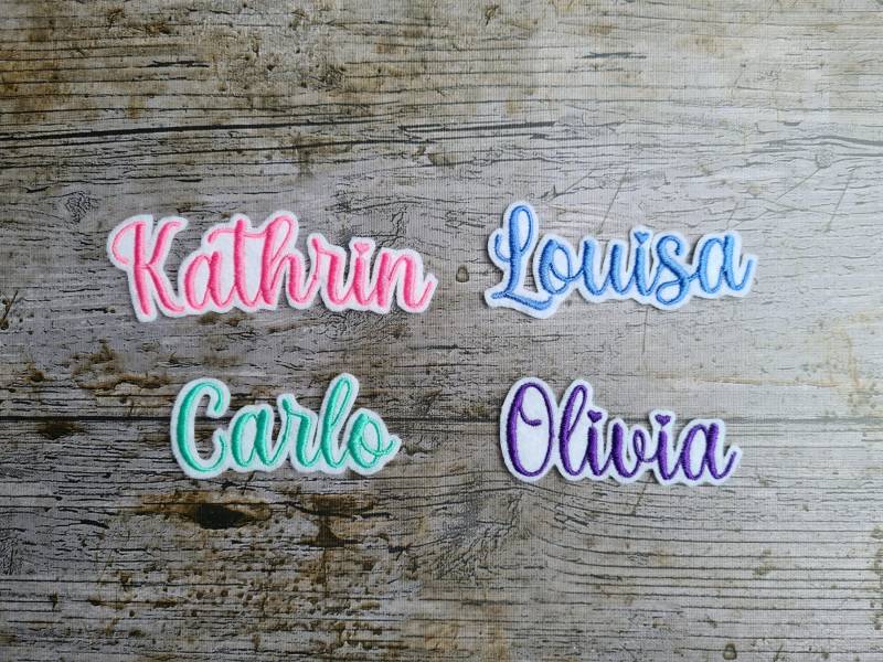 Schrift Nr. 4 Namenstickerei, Aufnäher, Namen, Patch, Bügelbild, Gestickt, Iron-On, Embroidery Schrift Nr. 4 Namenstickerei, Aufnäher, Namen, Patch, Bügelbild, Gestickt, Iron-On, Embroidery von NaehundStickliebe