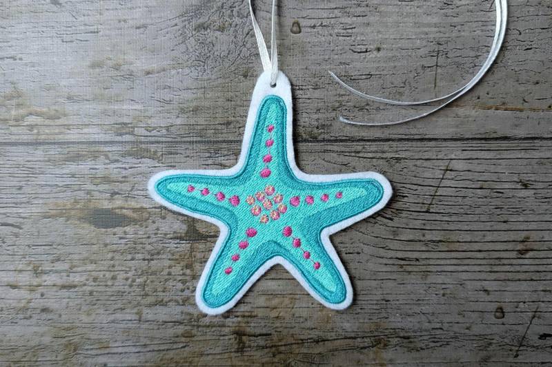 Seestern Anhänger, Gestickt von NaehundStickliebe