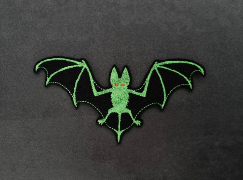 Bat, Neon Green, Bat, Patch, Embroidery Bat, Neon Green, Bat, Patch, Embroidery von NaehundStickliebeDE