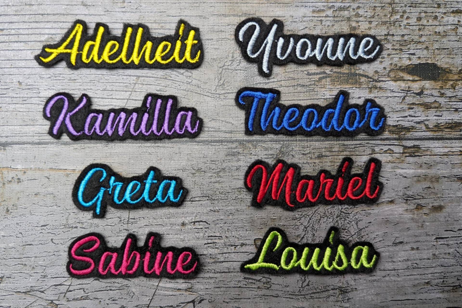 Font No. 7 Name Embroidery, Patch, Name, Iron-On, Embroidered von NaehundStickliebeDE