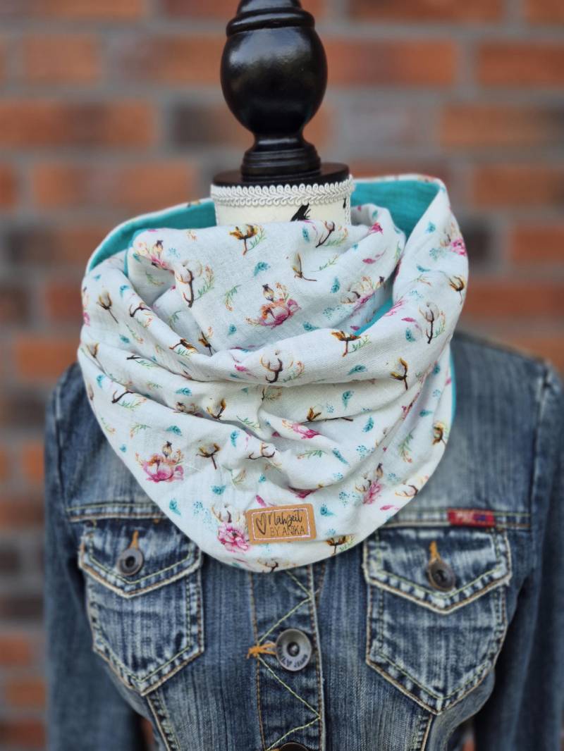 Loopschal Aus Musselin Mit Blumen, Schal Für Damen, Halstuch Musselin, Damen Herbst Winter, Geschenk Geburtstag, Weihnachten von NaehzeitByAnika