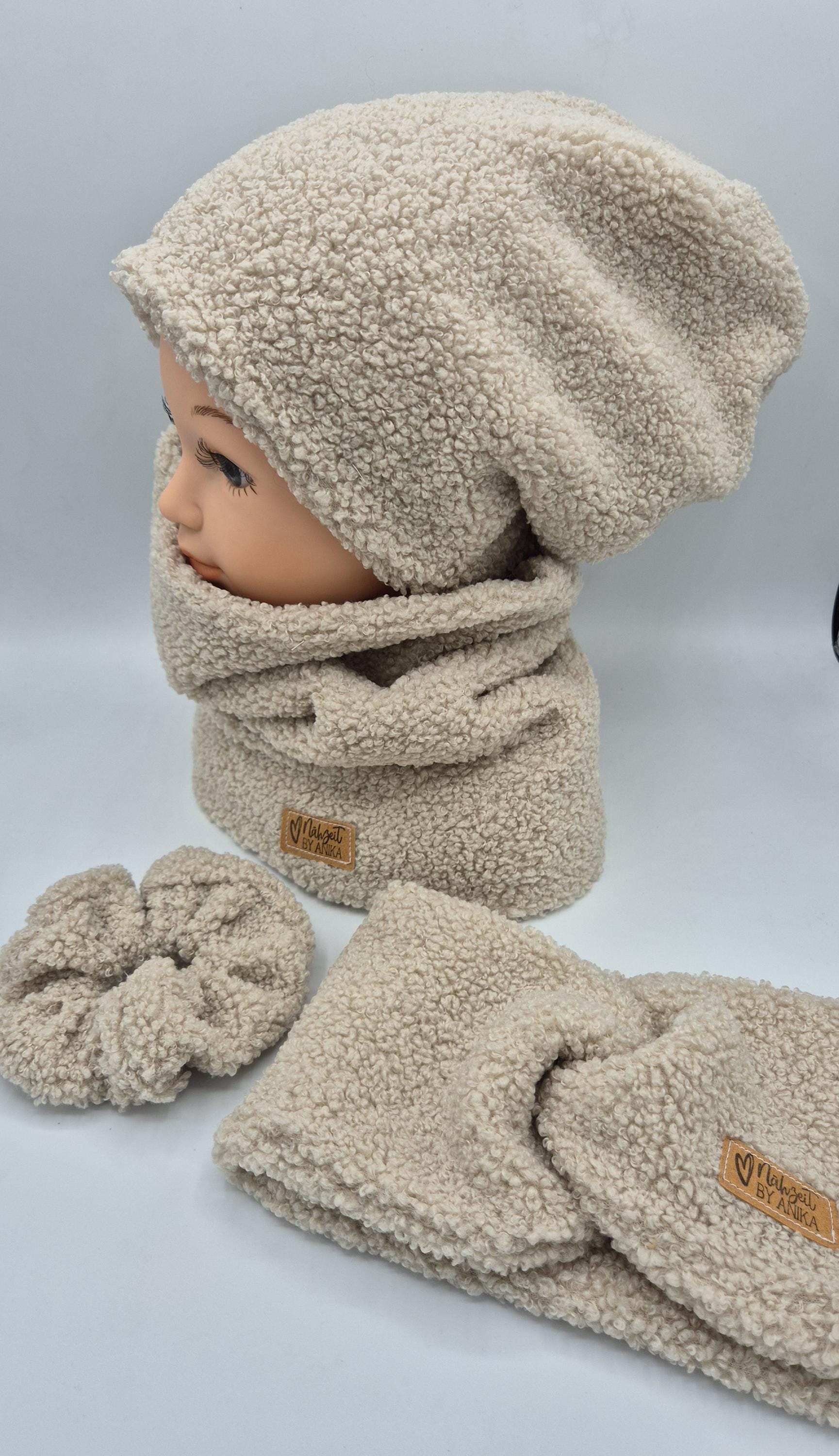 stirnband Mit Passenden Loop Aus Teddy Plüsch, Knotenhaarband, Knotenstirnband Beige, Creme von NaehzeitByAnika