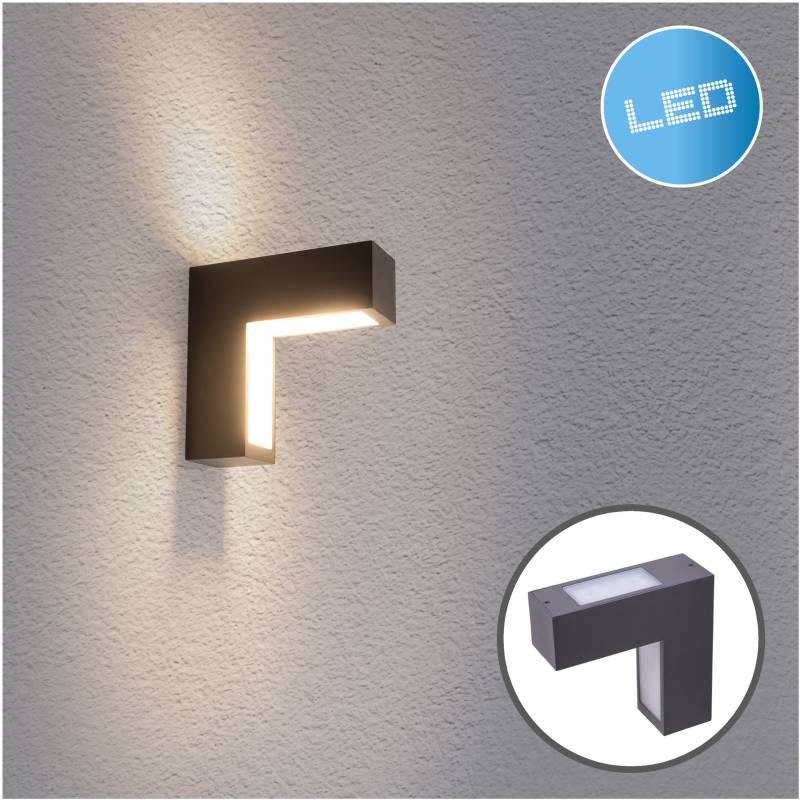 näve LED Außen-Wandleuchte "Angus" 1 Stk. Neutralweiß anthrazit/opal Up/Downlight incl. LED IP 54 neutralweißes Licht von Näve