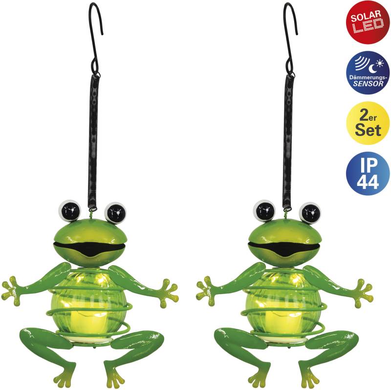 näve LED Solarleuchte "2er Set Solar-Deko-Hängeleuchte "FROSCH"", Inkl. Dämmerungssensor von Näve