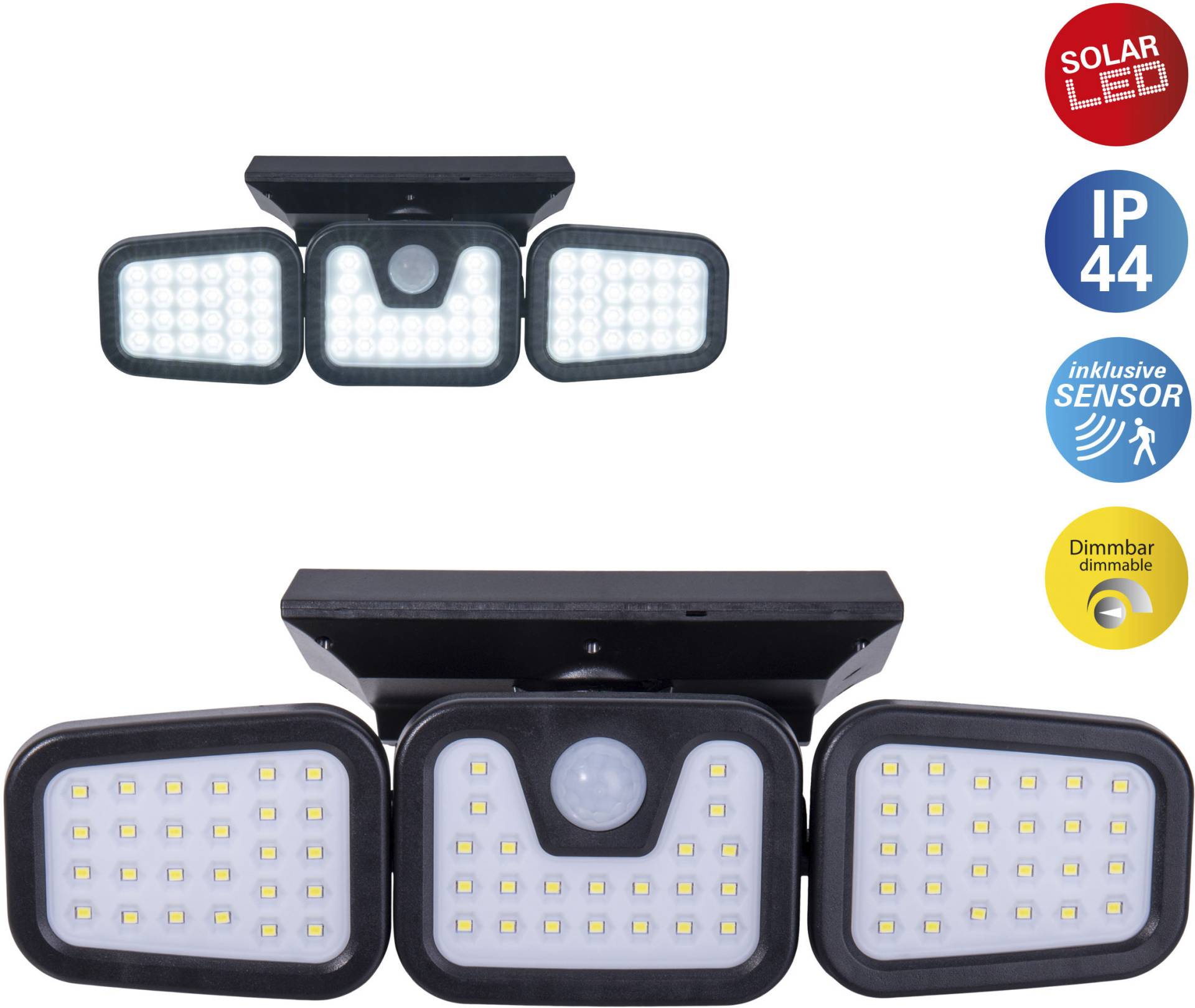 näve LED Solarleuchte "Pacita" LED-Modul 1 Stk. Kaltweiß Wandleuchte, dimmbar in 3 Stufen, Sensor/Dämmerungsschalter von Näve