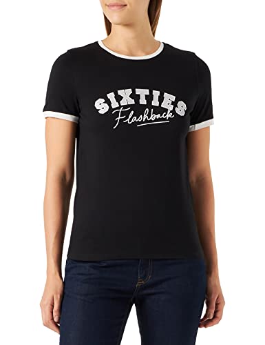 NAF Damen Oflash T-Shirt, Schwarz/naturfarben, X-Large von Naf Naf