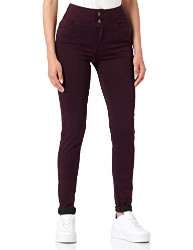 Naf Naf Damen F-Power Skinny Taille Hau Hose, AUBERGINE, 34 von Naf Naf