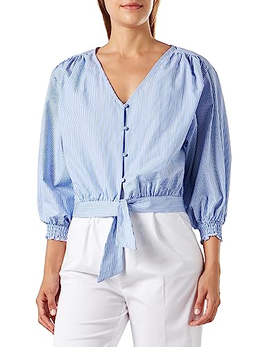 Naf Naf Damen HULIS C1 Klassisches Hemd, Blau Shrting/Ecru, 38 von Naf Naf