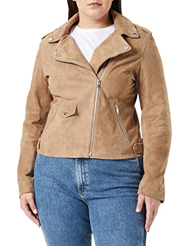 NAF Damen Lederjacke Leder, Dune, 38 von Naf Naf