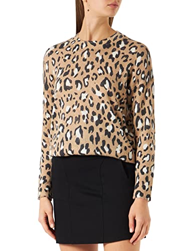 Naf Naf Damen Melie Leopard Pullover, Leopardenmuster, Beige, Large von Naf Naf