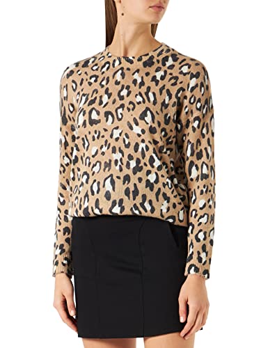 Naf Naf Damen Melie Leopard Pullover, Leopardenmuster, Beige, XL von Naf Naf