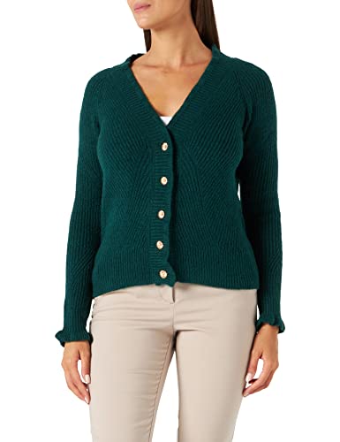 Naf Naf Damen Mgeraldia Strickjacke, Dark Green, Small von Naf Naf