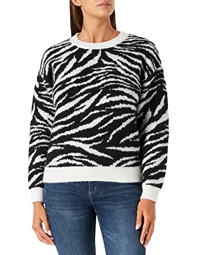 Naf Naf Damen Mzebra Pullover, Schwarz/Ecru, Medium von Naf Naf