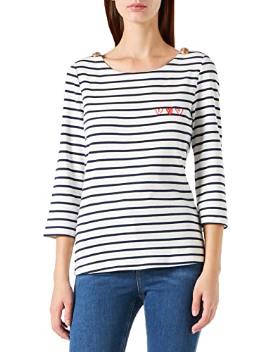 Naf Naf Damen Oandrea T-Shirt, Ecru/Marineblau, Large von Naf Naf