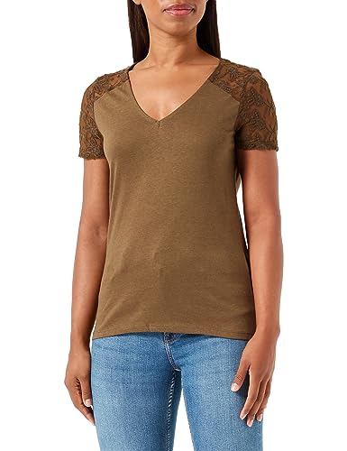 Naf Naf Damen Sonan Mc T-Shirt, New Khaki, M von Naf Naf