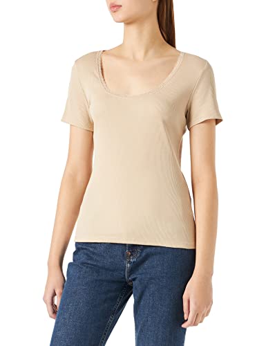 Naf Naf Damen T-Shirt, beige, Small von Naf Naf