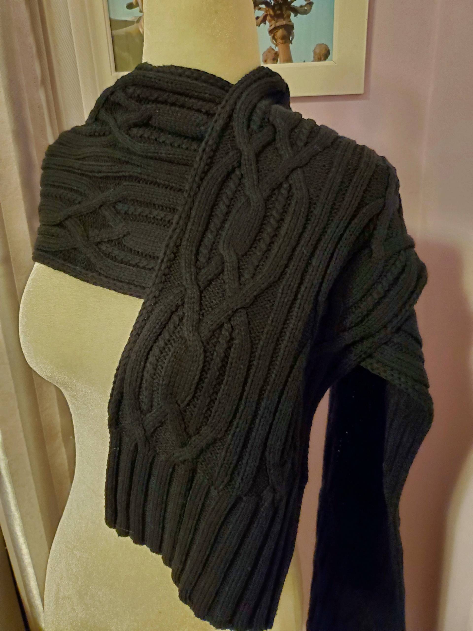 Wunderschöner Kabelstrick Handgestrickter Schal Wickeltuch Unisex Herren Damen Baumwolle Versandfertig von NafanyaCrafts