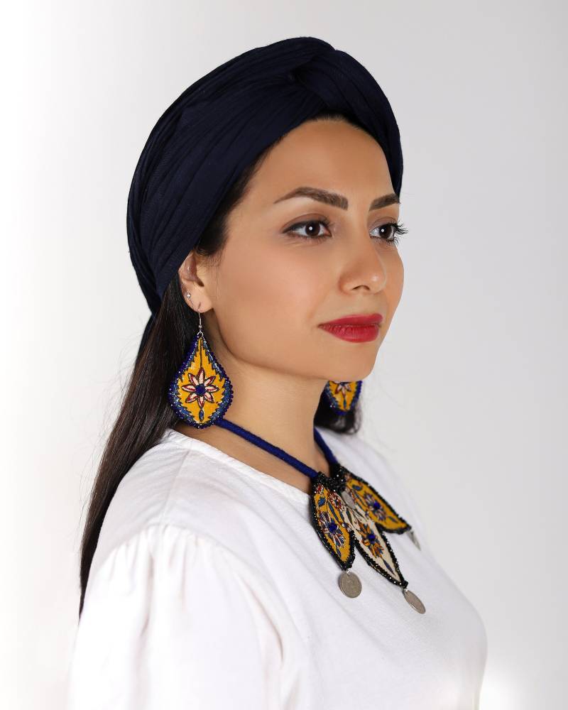 Qalamkar Stoff Doppel Ohrring Mit Glas Oder Kristall Stein Besticken von NafisAccessory