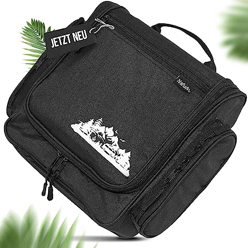 NAFUDO Kulturtasche | Großer Kulturbeutel zum Aufhängen [Premium-FERTIGUNG] Waschtasche & Beautycase mit Spiegel & extra Fächern - Farbe wählbar von Nafudo