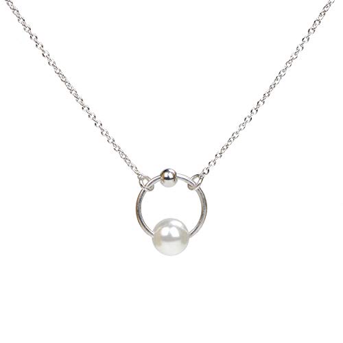 Anhänger Pearl Orbit | Perle an filigranem Silber Ring | Anker-Kette aus Silber Anhänger Pearl Orbit | Perle an filigranem Silber Ring | Anker-Kette aus Silber von Nagel Jewellery