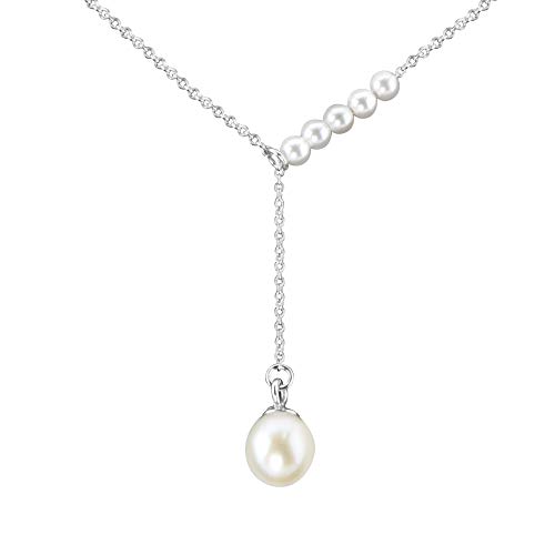 Nagel Jewellery Anhänger Perle mit Kette | raffinierte Größenverstellung | Süßwasserperle an Silberkette 40 + 5 cm | 925 Sterling Silber von Nagel Jewellery