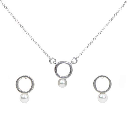 Anhänger und Ohrstecker Pearl Drop | 925 Sterling Silber | Süßwasser-Perle | Mit Silber-Kette von Nagel Jewellery