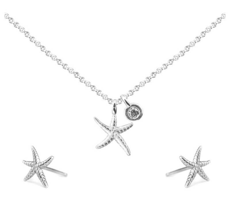 Nagel Jewellery Anhänger Set Alice Bay Starfish (Set, inkl. Schmuckbox), Silberschmuck für Damen mit schönen Zirkonia Details von Nagel Jewellery