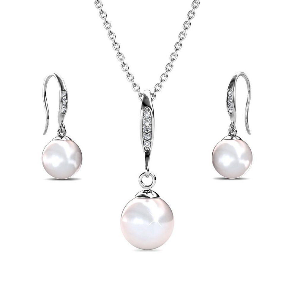 Nagel Jewellery Anhänger Set Victoria Peak Glamour Pearl (Set, inkl. Schmuckbox), Schmuckstück für Damen mit 750er Weißgold vergoldet, di Kette besteht aus reinem Silber von Nagel Jewellery