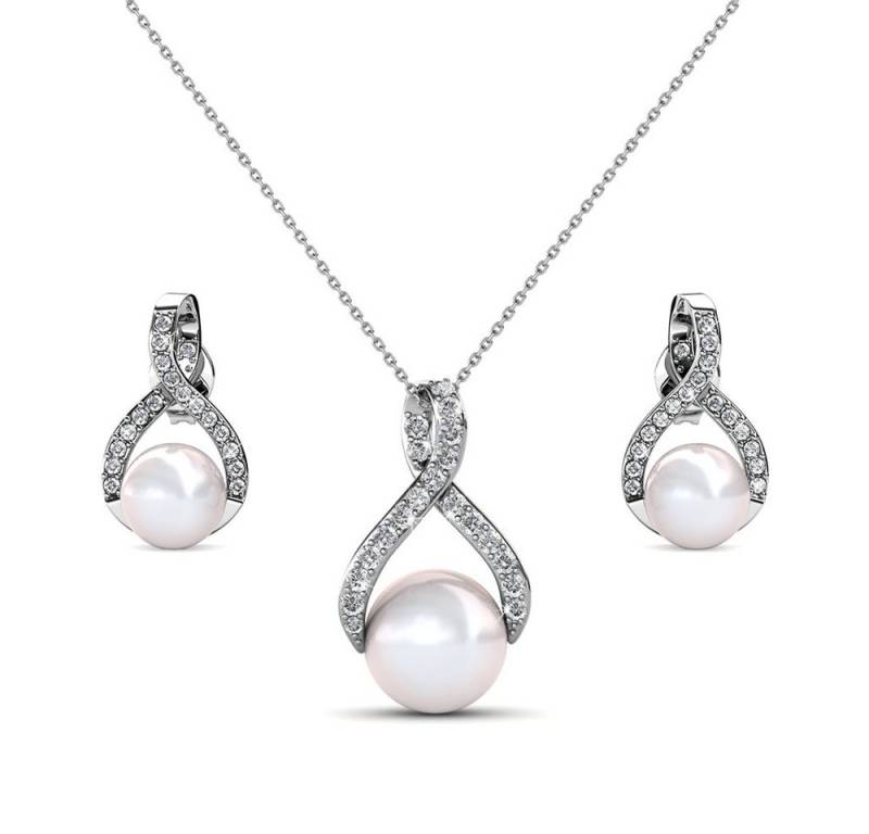 Nagel Jewellery Anhänger Set Victoria Peak Infinit Pearl (Set, Ohringe und Kette auch einzeln erhältlich), 925er Sterling Silber mit 750er Weißgold vergoldet von Nagel Jewellery