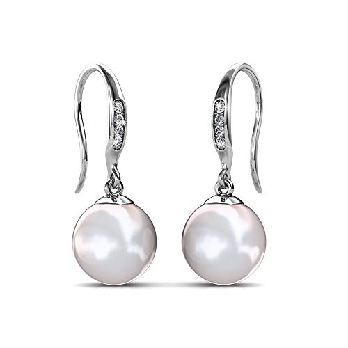 Ohrhänger Glamour Pearl | 925 Sterling Silber | Vergoldet mit 18K Weißgold | Mit Perle und 5 Swarovski Steinen von Nagel Jewellery