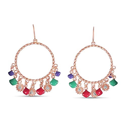 Ohrhänger "drops" bunte Steinchen aus Zirkonia Kristallen, vergoldet in Rosé, Silber von Nagel Jewellery