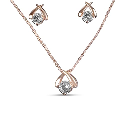 Nagel Jewellery Ohrstecker, Anhänger & Kette Gekreuzte Schwerter, Swarovski, vergoldet Roségold, 925 Sterling Silber von Nagel Jewellery