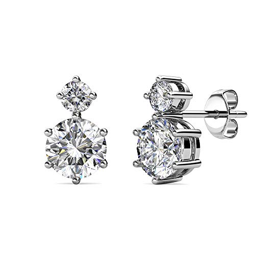 Ohrstecker Princess Little Sister mit Zirkonia im Brillantschliff | 925 Sterling Silber | Vergoldet mit 18 K Weißgold | Ohrring Kollektion Victoria Peak von Nagel Jewellery