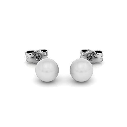 Ohrstecker Pure Pearl | 925 Sterling Silber | Vergoldet mit 18K Weißgold | Mit Perle von Nagel Jewellery