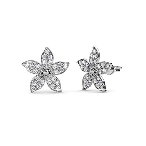 Nagel Jewellery Ohrstecker Sparkling Flower | 925 Sterling Silber | Vergoldet mit 18K Weißgold | Mit Zirkonia im Brillantschliff | Blüte, Kollektion Victoria Peak von Nagel Jewellery