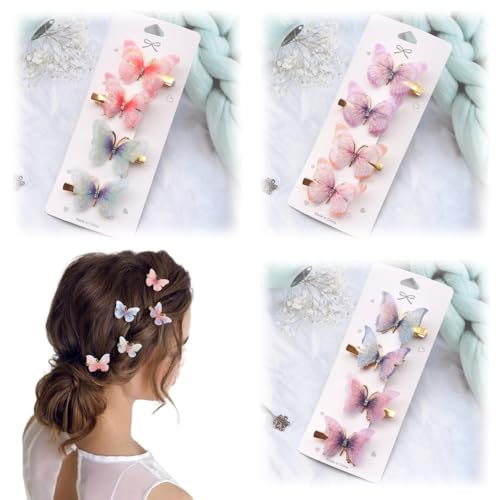 Schmetterlings-Haarspangen, Haarspangen für Mädchen und Frauen, bunte 3D-Schmetterlings-Clips, kleine Haarspangen, Haarschmuck für Party-Dekoration, 6 Stück Schmetterlings-Haarspangen, Haarspangen für Mädchen und Frauen, bunte 3D-Schmetterlings-Clips, kleine Haarspangen, Haarschmuck für Party-Dekoration, 6 Stück von Nagsxiw