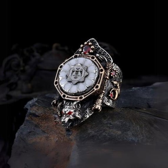 Grauer Wolf Sterling Silber Ring Handgefertigter Daumen Ring von Nahiide