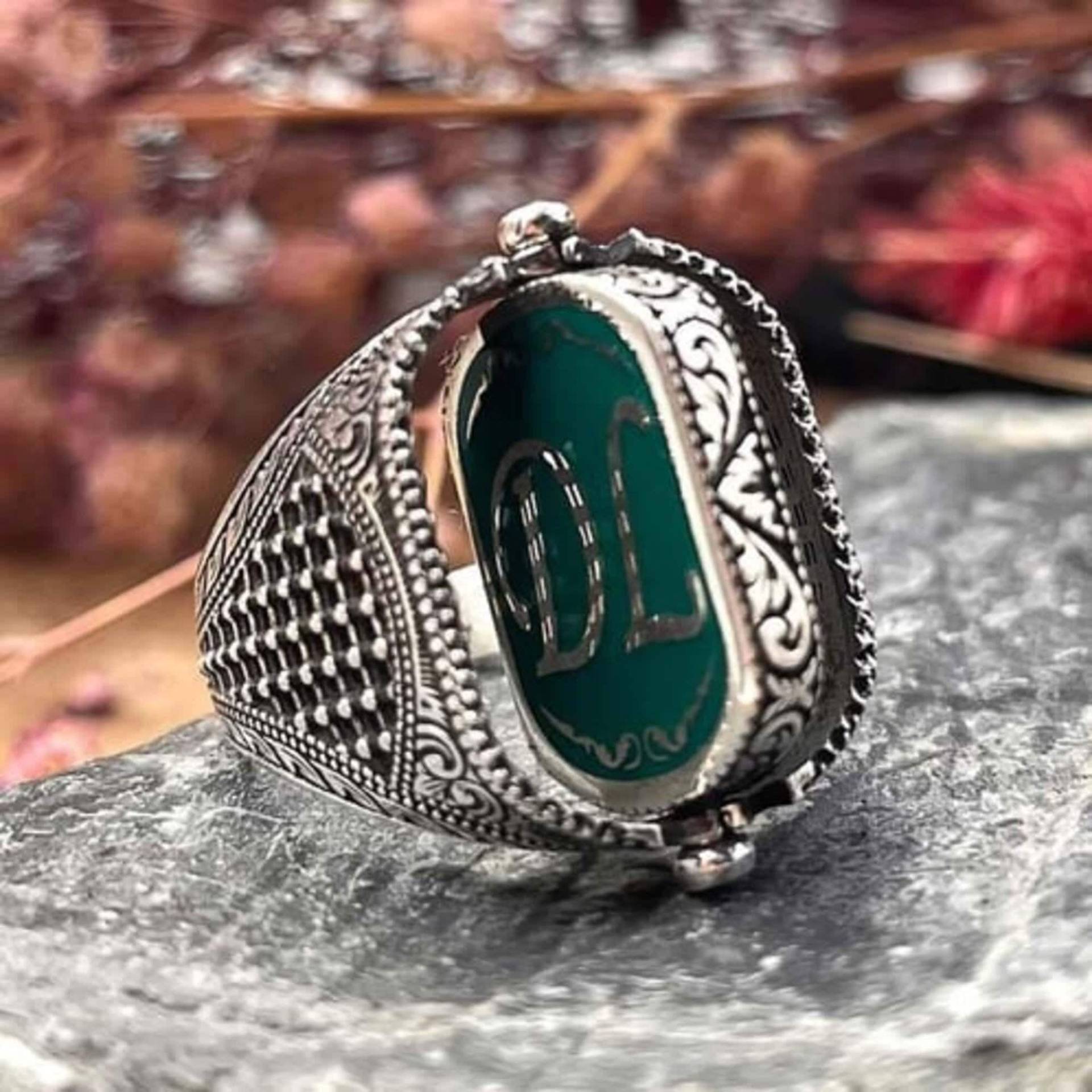 Personalisierter Doppelseitiger Fotoring 925 Sterling Silber Individuell Handgefertigt von Nahiide