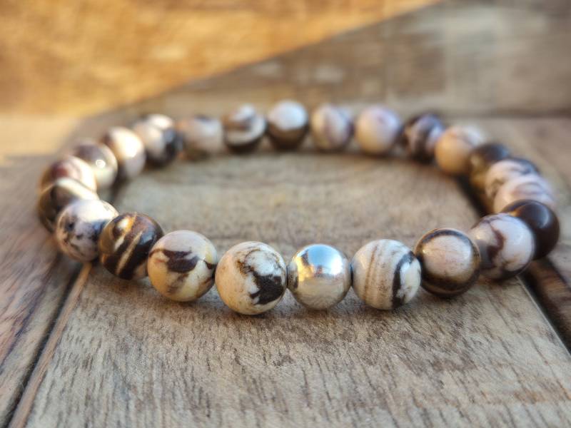 Jaspis Armband Mit 925 Silber Perle Naturstein Perlenarmband Damen Herren 8mm Freundschaftsarmband Geschenk Für Frau Mann von NahleOfficial