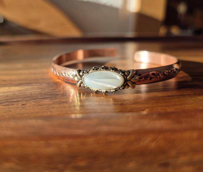 Kupferarmband Perlmutt Damen Herren | Unikat Einzigartiger Schmuck von NahleOfficial