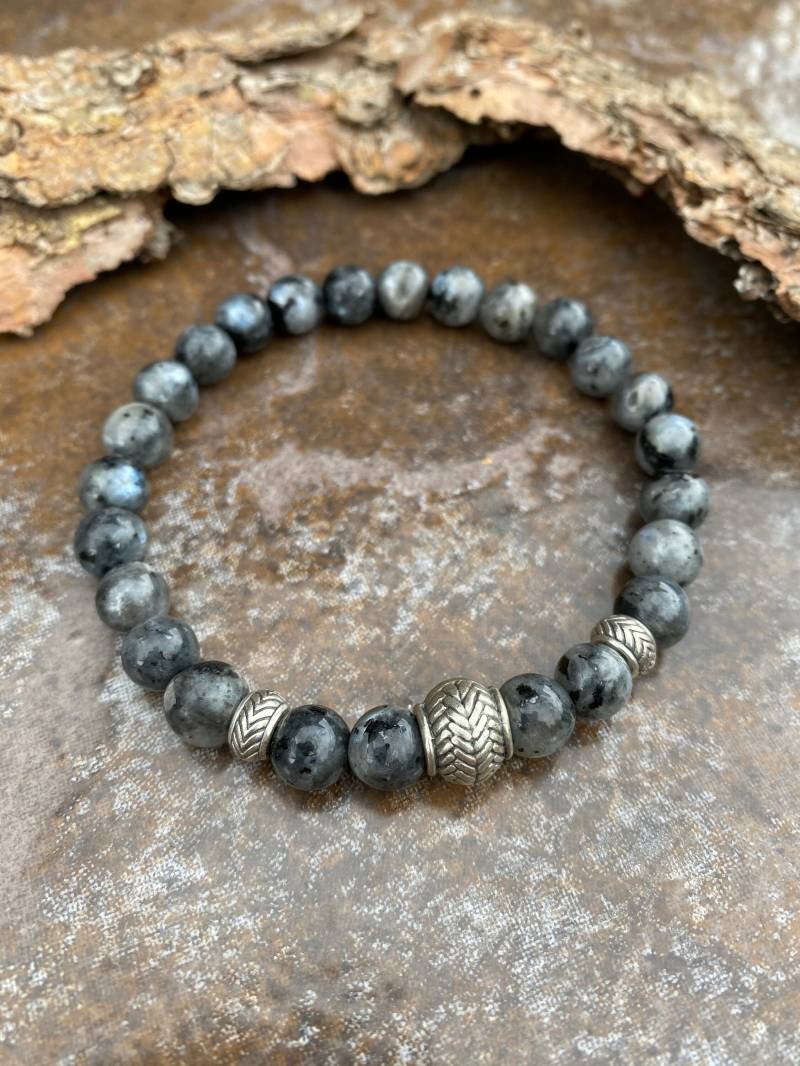 Larvikit Armband 8mm Viking Männer Vintage Graues Perlenarmband Handgemachtes Geschenk Wikinger-Schmuck von NahleOfficial